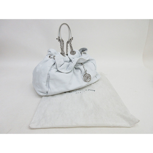 Christian Dior Letranto Chain Shoulder Bag Leather White - Picture 4 of 10
